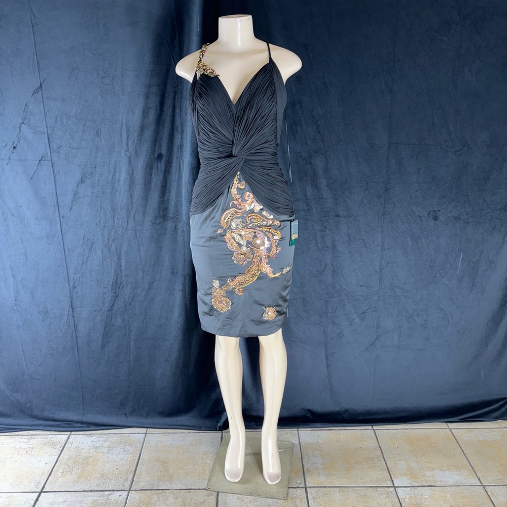 Elegant Black Dress with Gold Embellishments